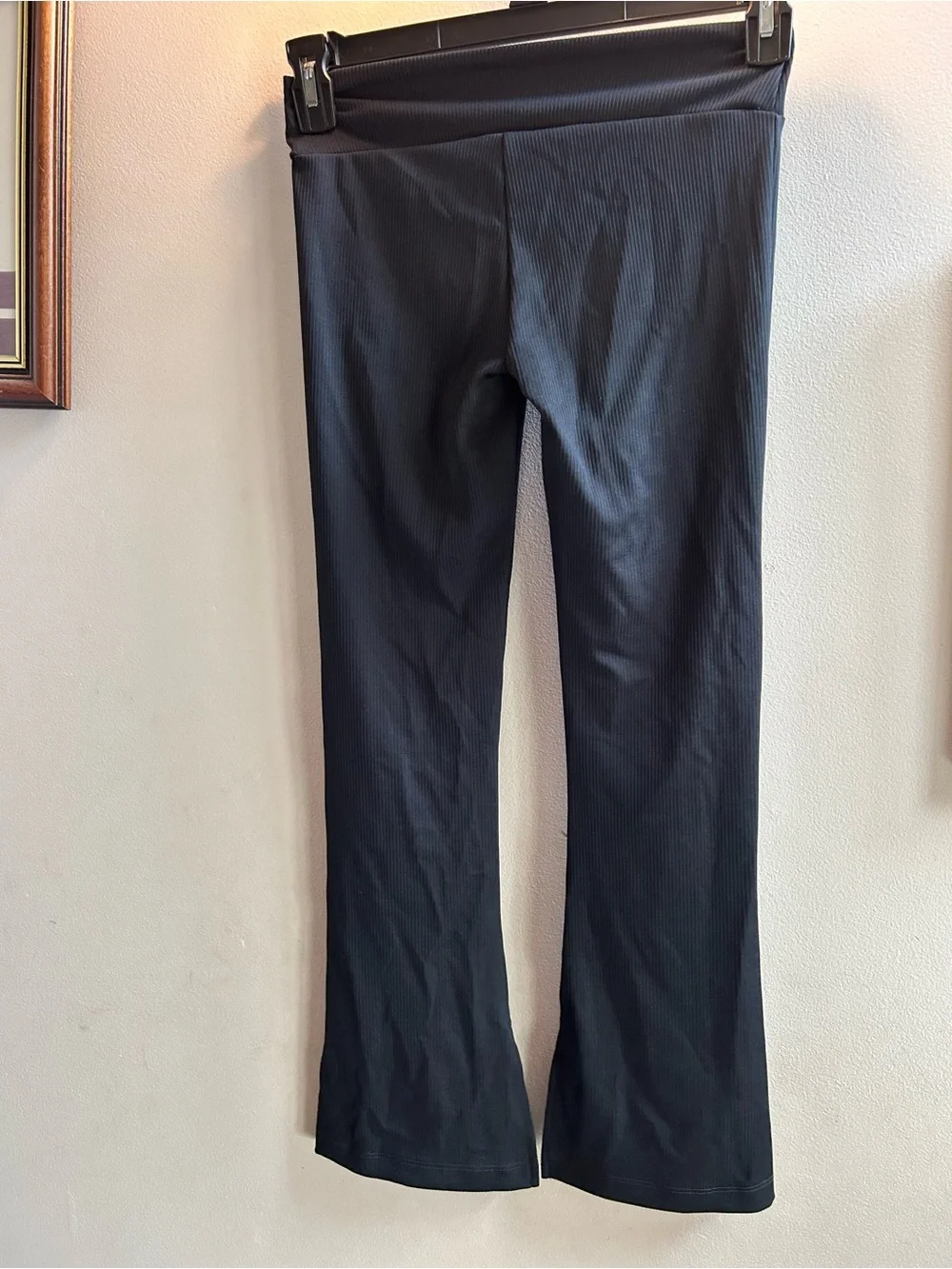Black Ribbed Flare Leggings